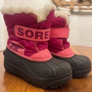 Sorel Fuchsia and Black Kids' Snow Boots